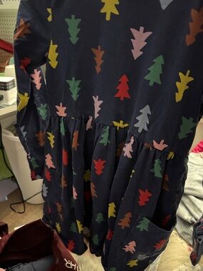 Hanna Anderson Tree Print Navy Tiered Dress